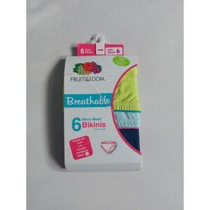 Fruit of the Loom Size 6  Breathable Girls 6-piece Micro-Mesh Bikini Multi-Color